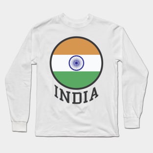 India Flag Logo Tricolor with Ashoka Chakra Desi Indian Long Sleeve T-Shirt